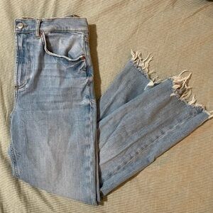 Zara Denim Flare Jeans with Distressed Hem